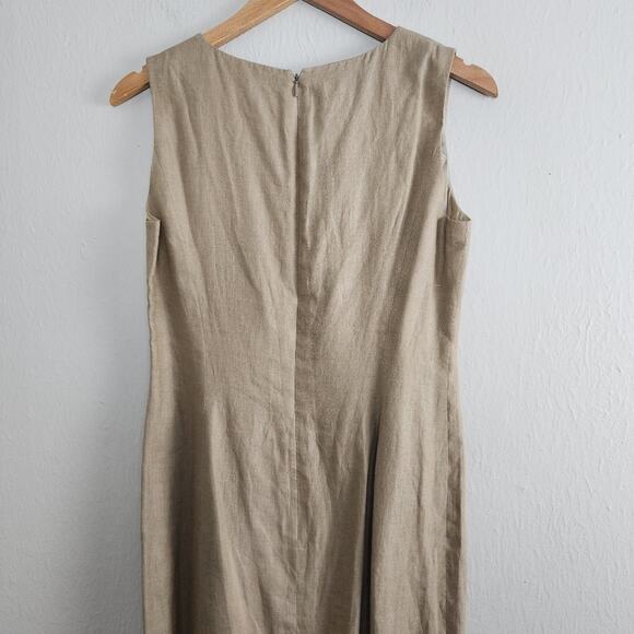 Lafayette 148 100% Linen V-Neck Sleeveless Sheath Dress - Picture 8 of 11